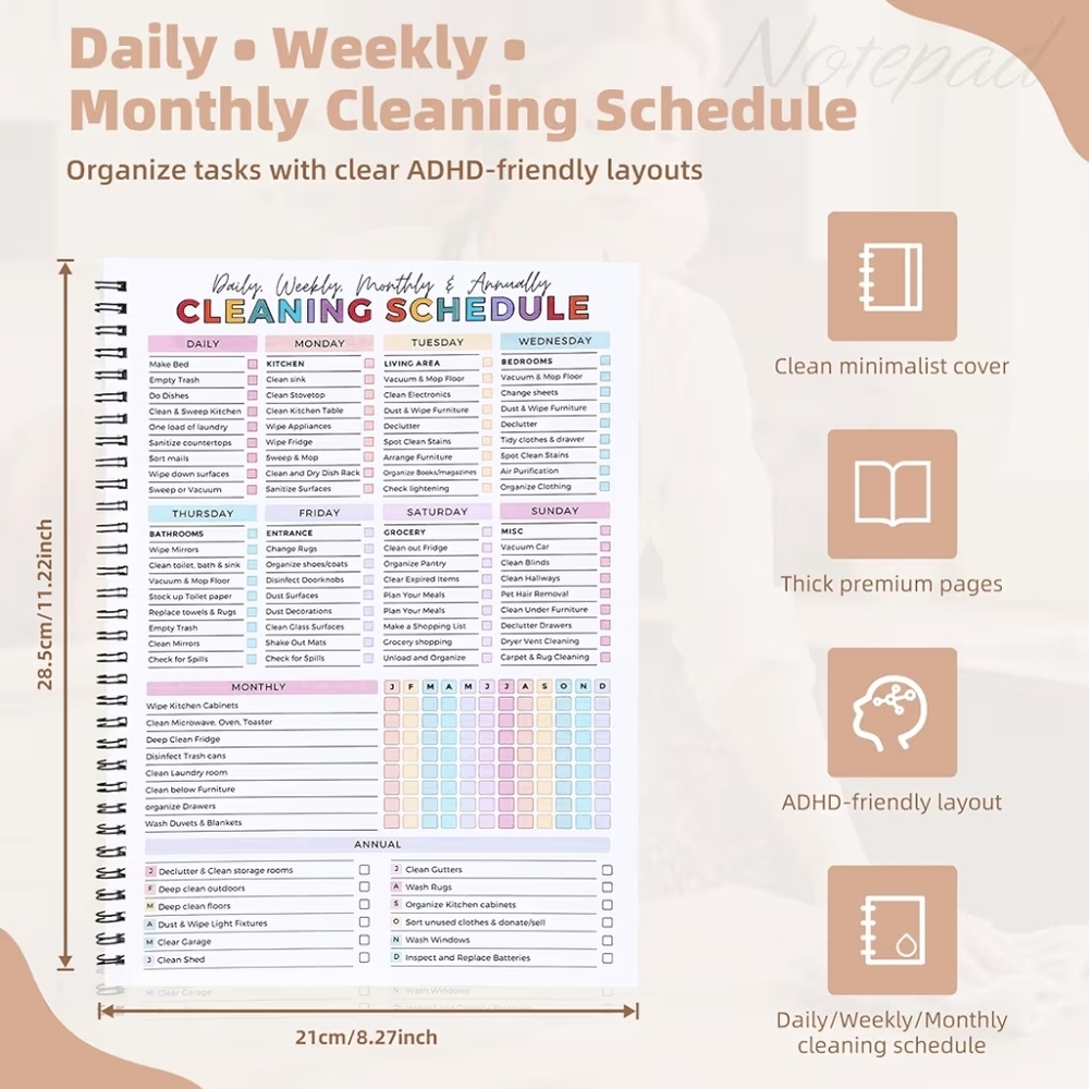 ADHD Cleaning Planner for Adults- NEW IN PACKAGE - Picture 2 of 7